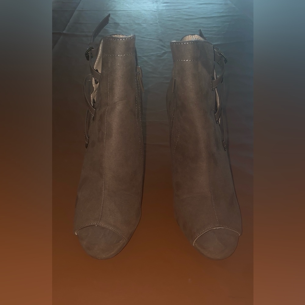 Taupe Open Toe Booties